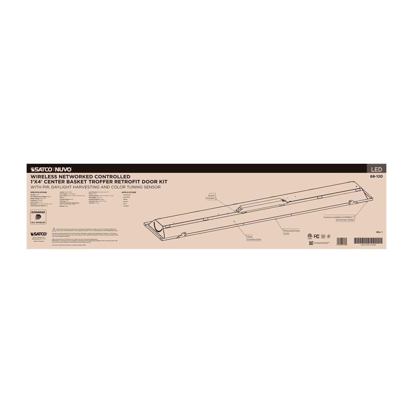 DOMINO 1X4 TROFFER RETRO KIT - 68-120