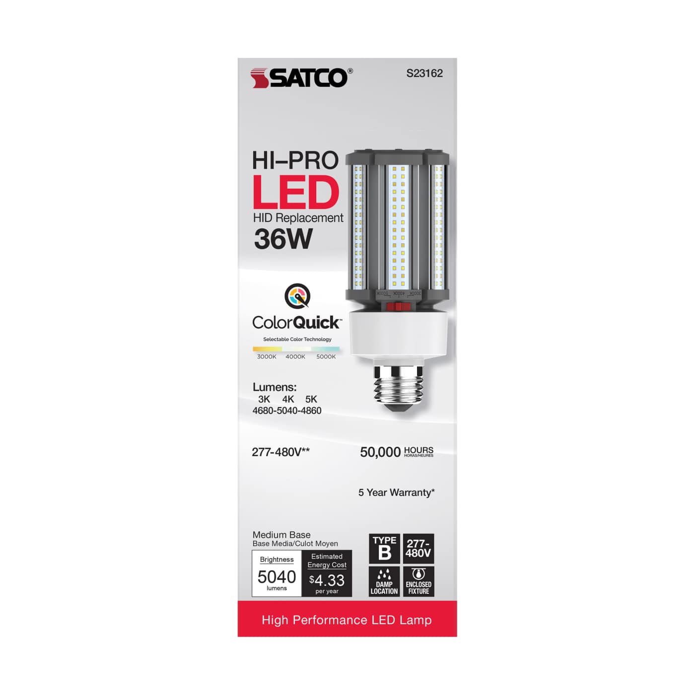 36W/LED/CCT/277-480V/E26 - S23162