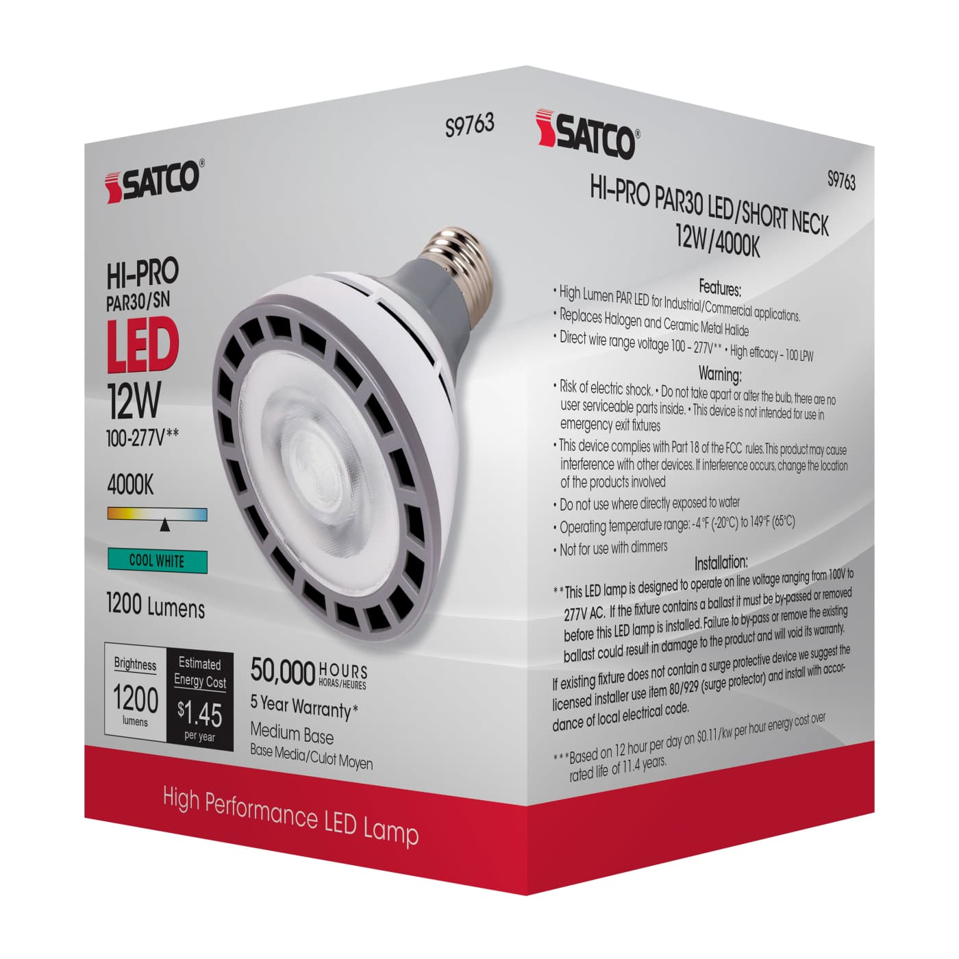 12W/LED/PAR30/SN/4K/100-277V - S9763
