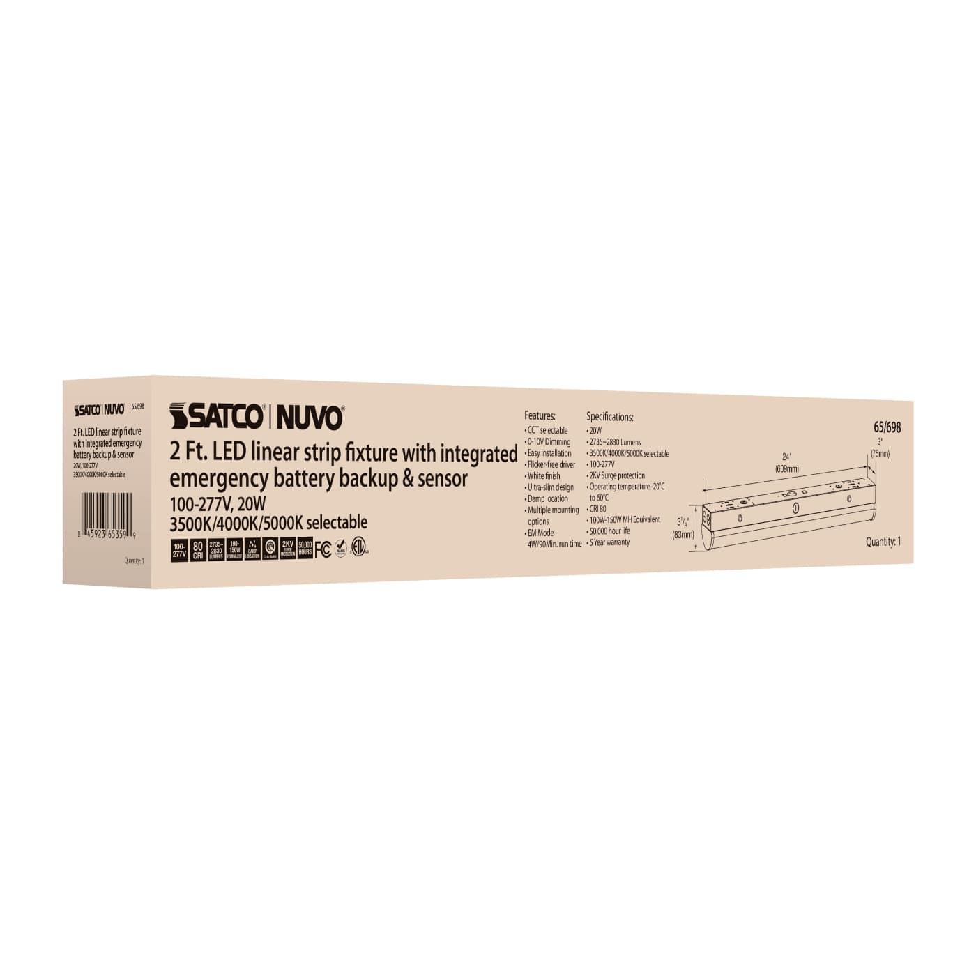 2' LINEAR STRIP W/ EM & SENSOR - 65-698