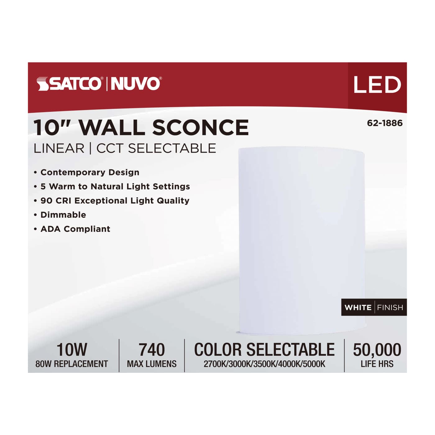 62-1886 LED CRISPO WHITE WALL SCONCE