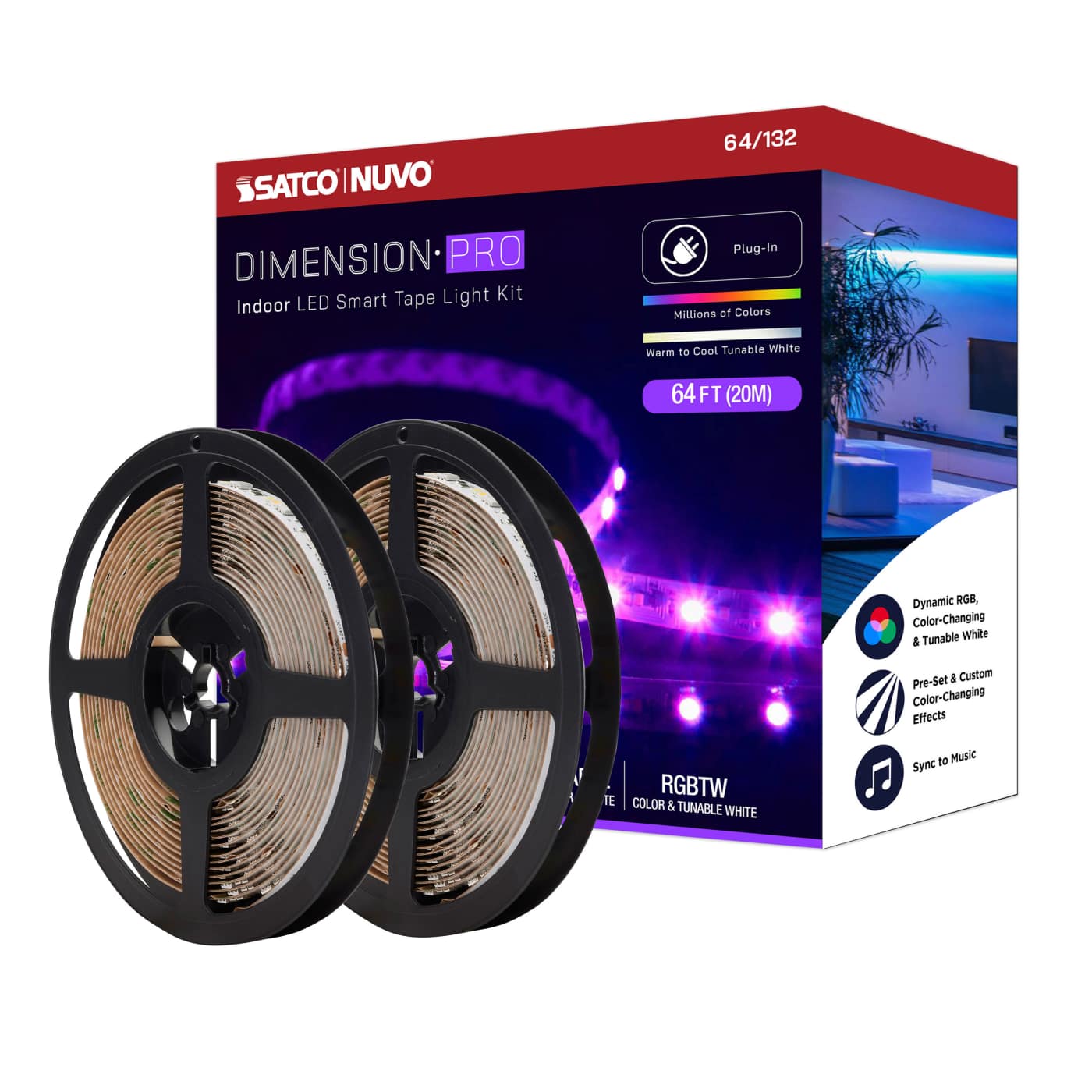 TAPE/RGBTW-HO/IP20/PLUG/SF/64' - 64-132