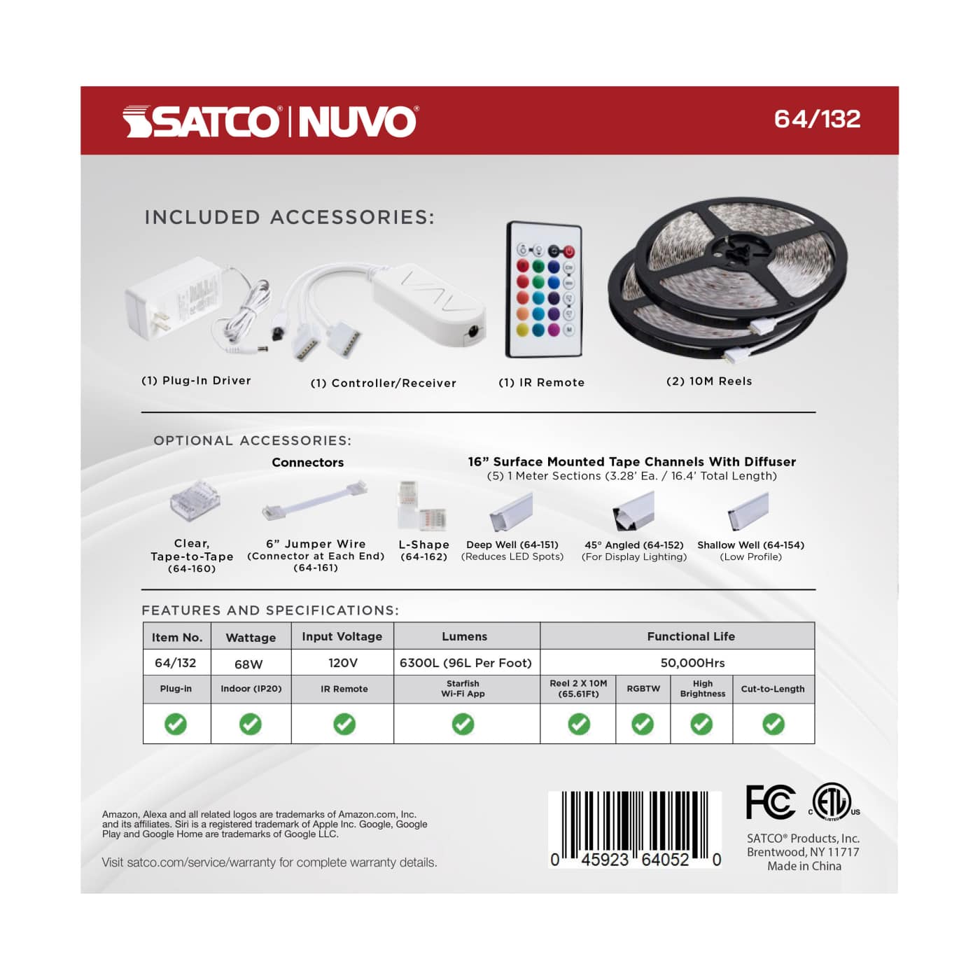 TAPE/RGBTW-HO/IP20/PLUG/SF/64' - 64-132