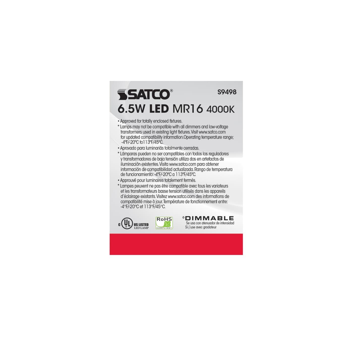 6.5MR16/LED/40'/40K/12V - S9498