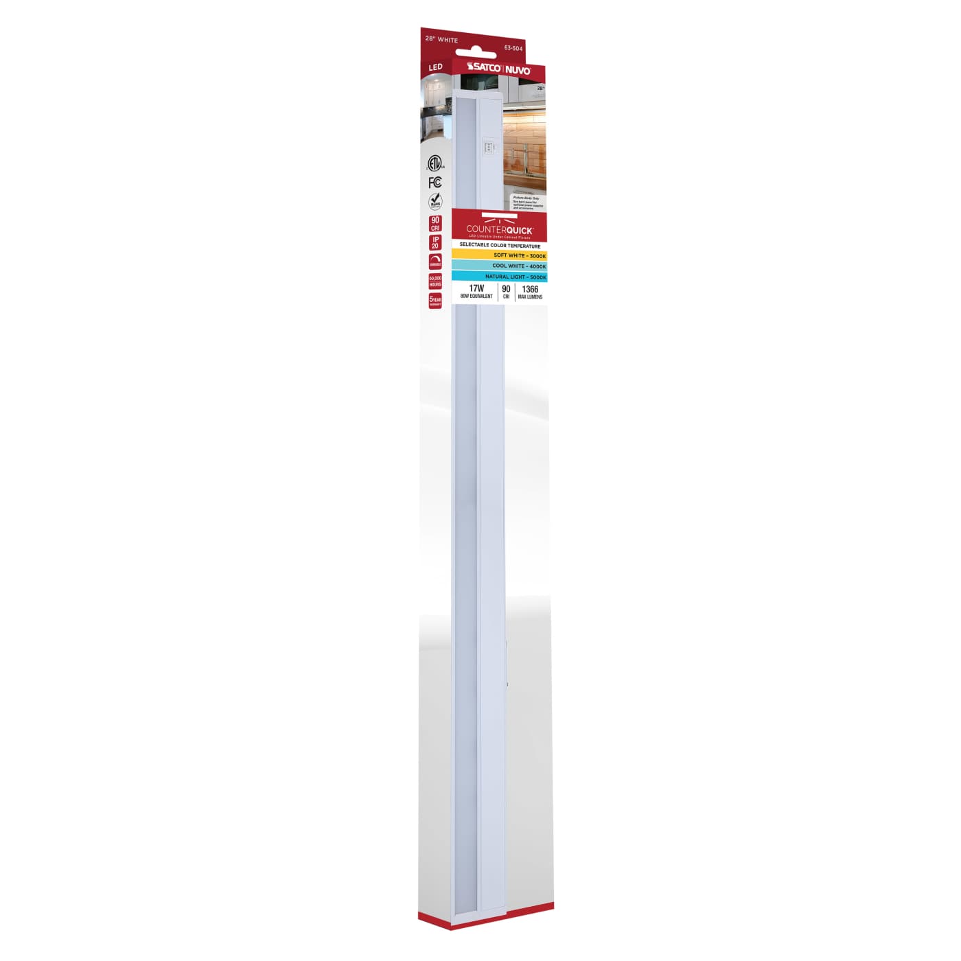 UNDER CAB LED 3CCT 28" - WH - 63-504