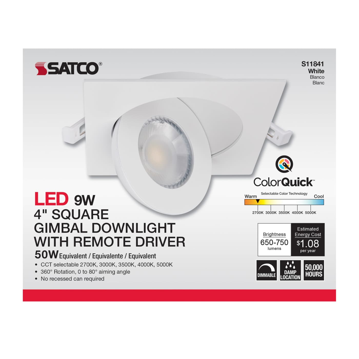 9WLED/GBL/4/CCT/SQ/WH - S11841