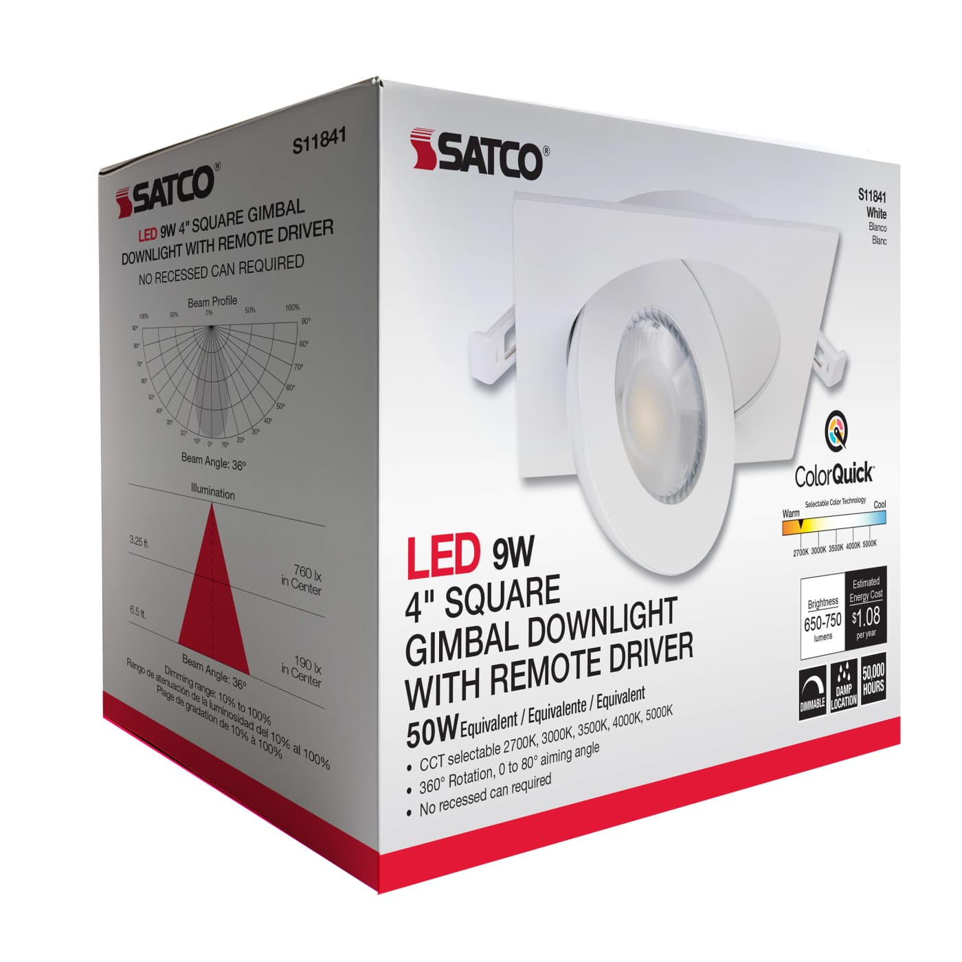 9WLED/GBL/4/CCT/SQ/WH - S11841