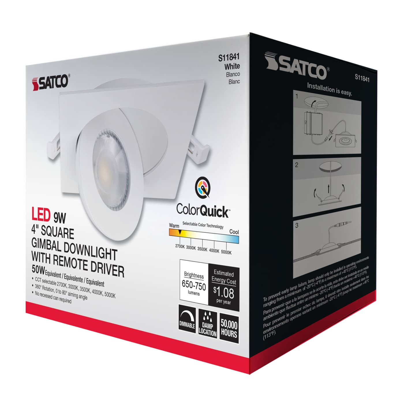 9WLED/GBL/4/CCT/SQ/WH - S11841