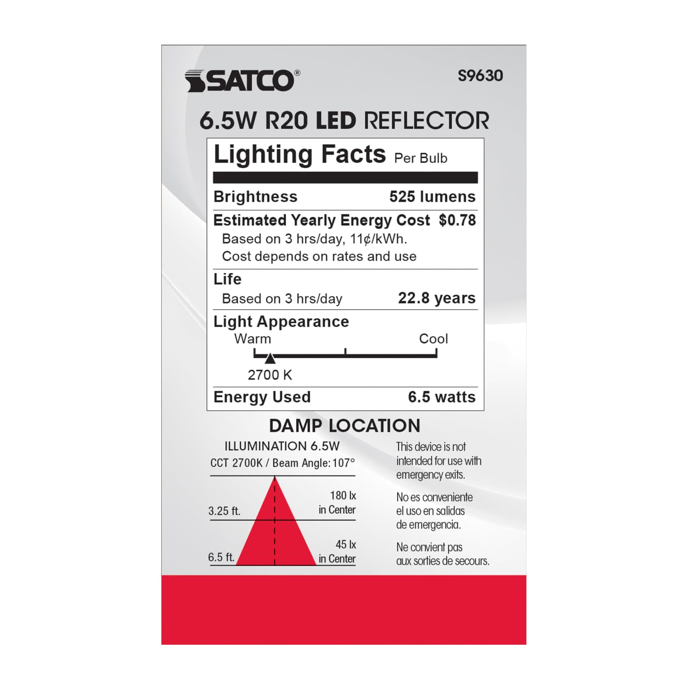 6.5R20/LED/2700K/525L/120V - S9630