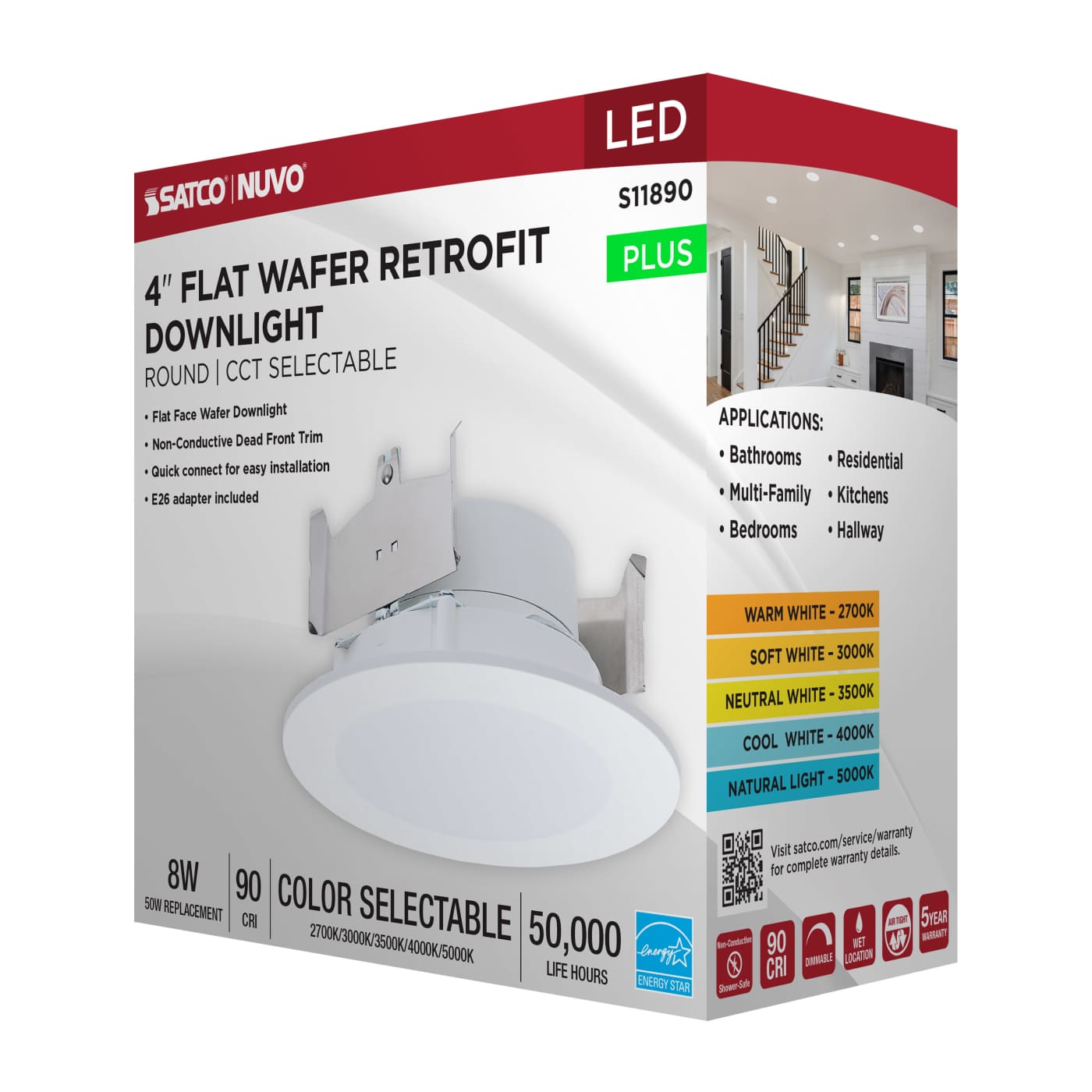 8WLED/DLR/4/CCT-SEL/WF/RND/WH - S11890