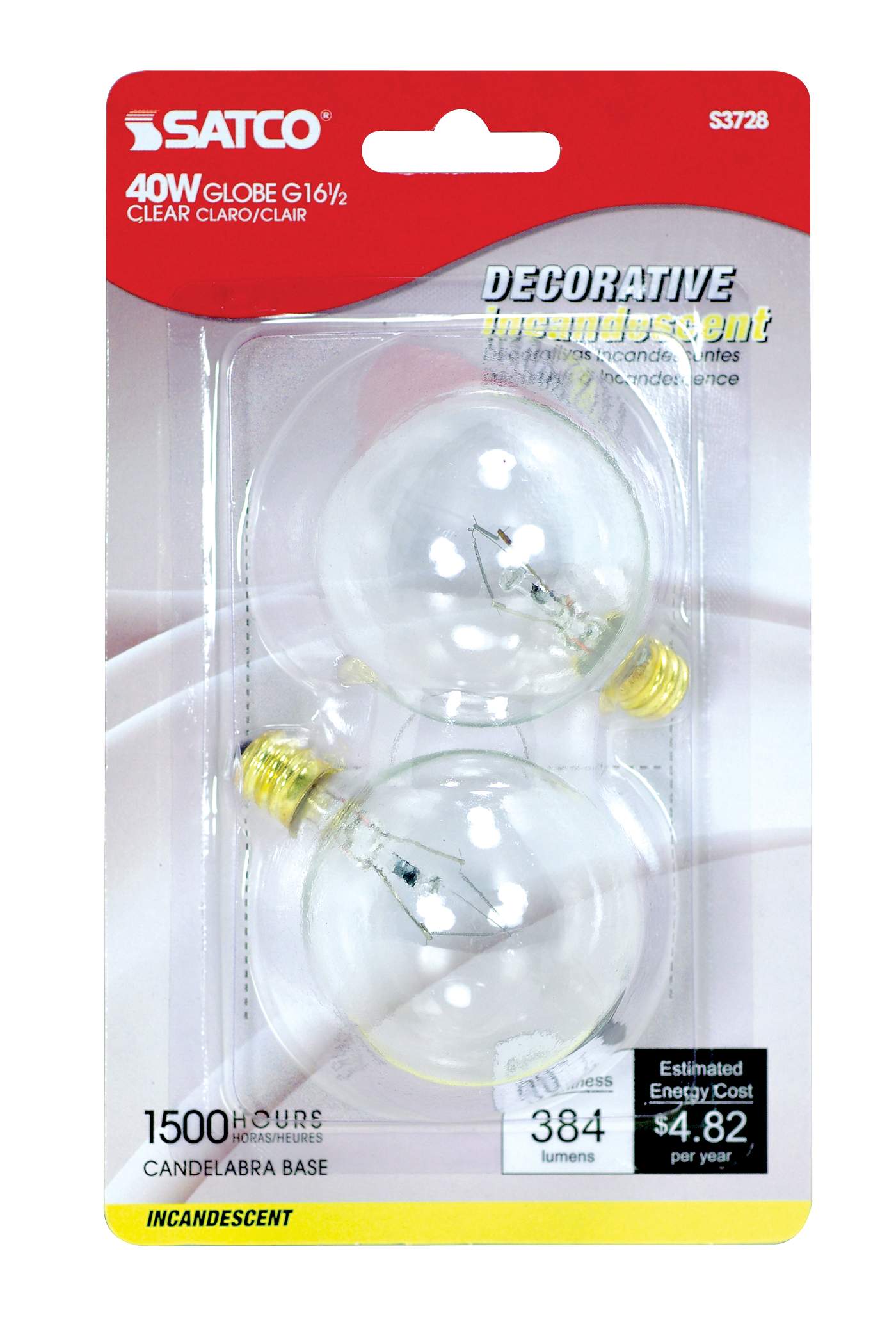 40W G16 1/2 CAND CLEAR - S3728