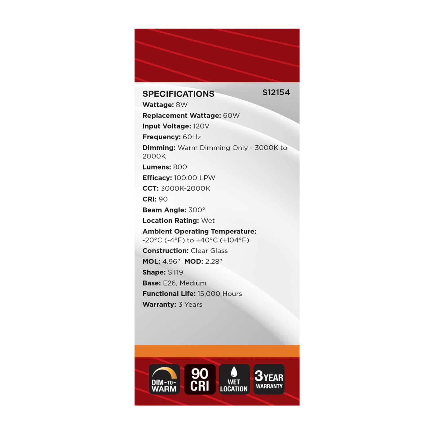 8ST19L/930WD/E26/GCYS - S12154