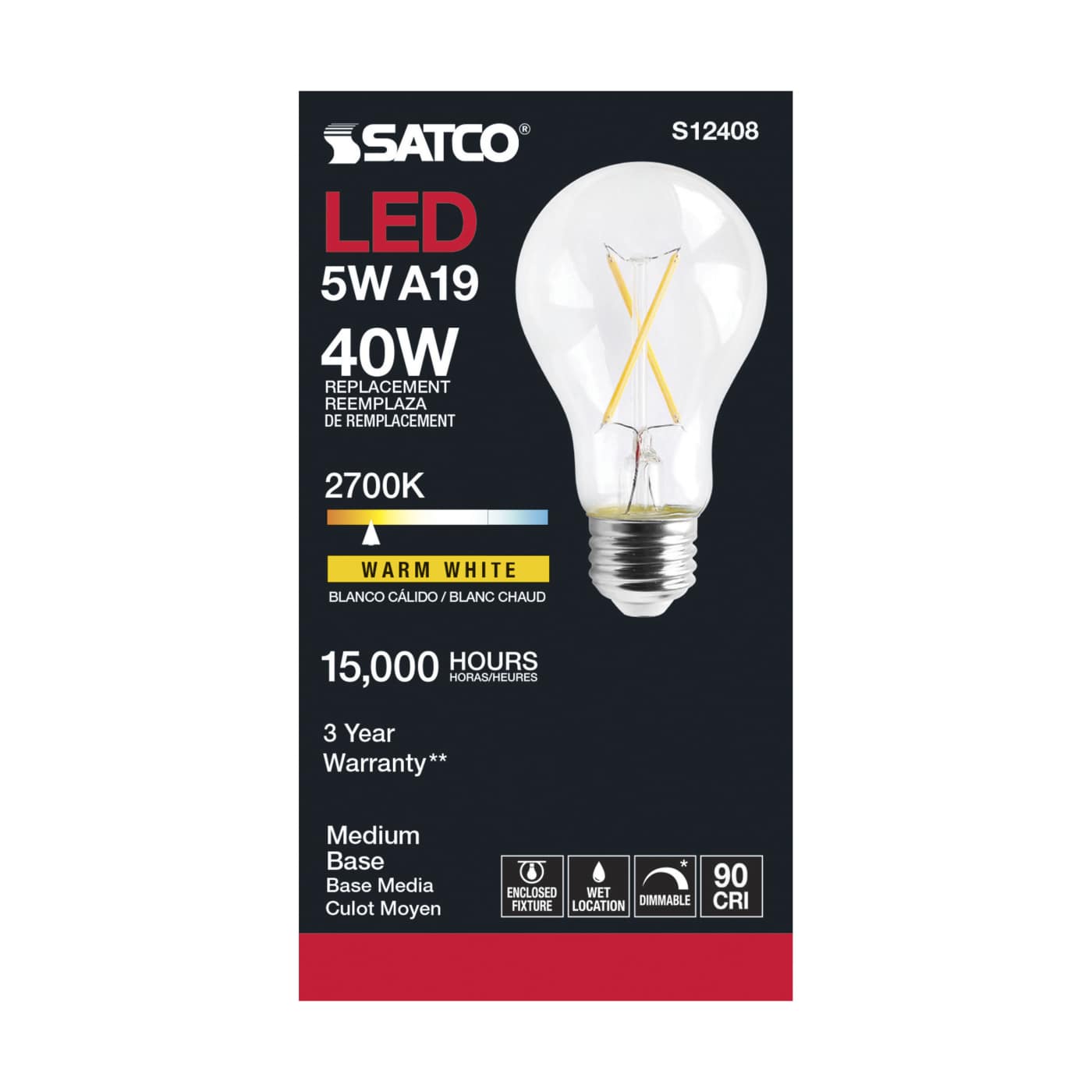 5A19/CL/LED/E26/927/120V - S12408