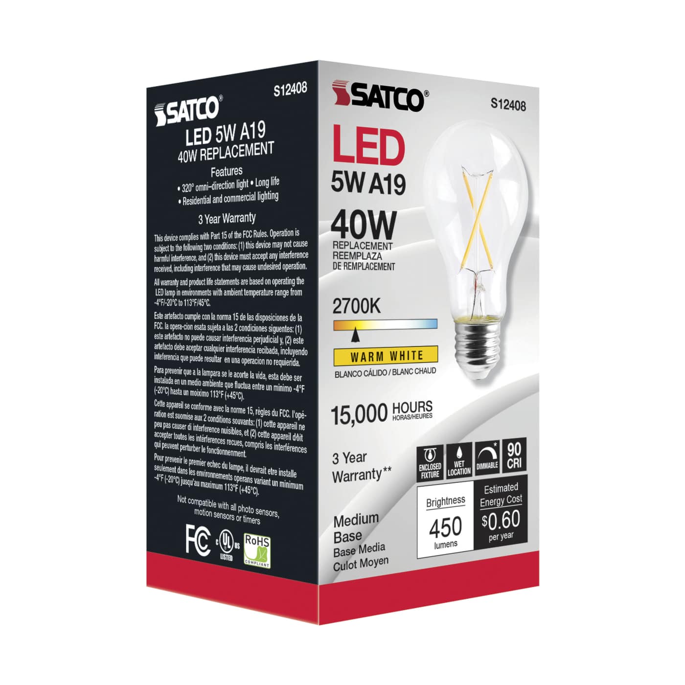 5A19/CL/LED/E26/927/120V - S12408
