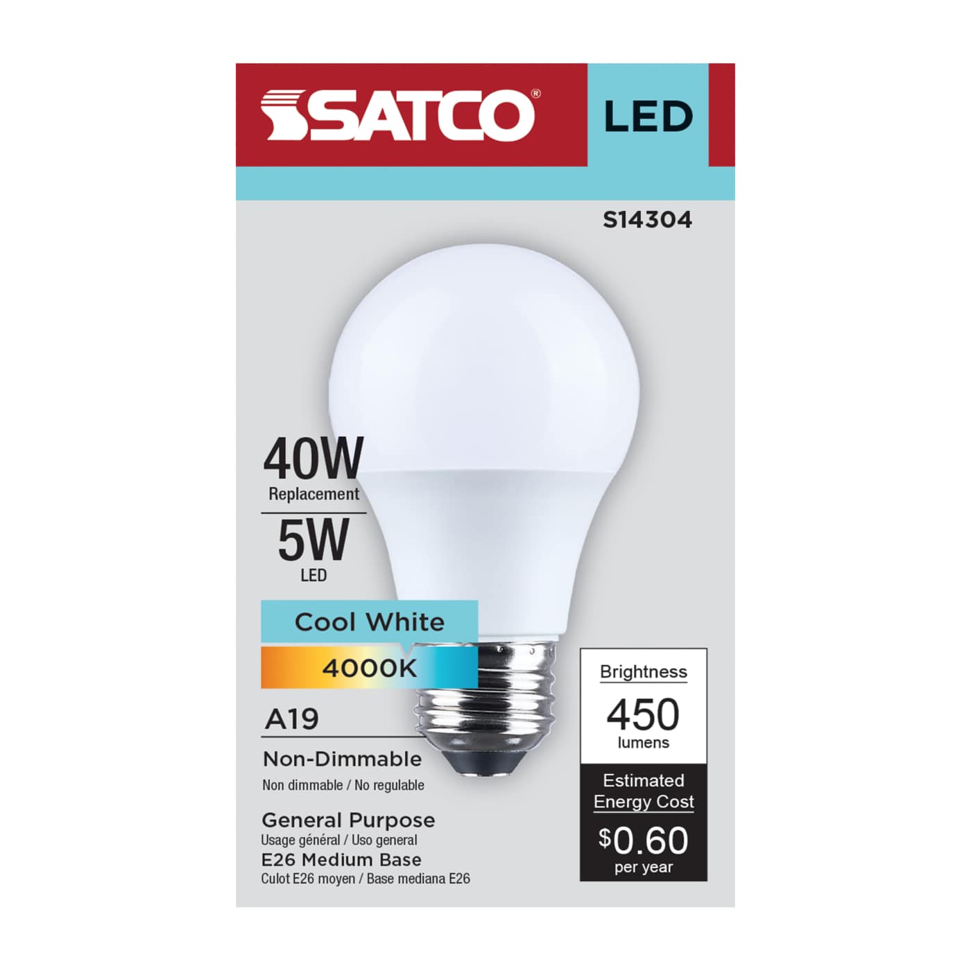 5A19L/840/E26/P/ND/1PK - S14304