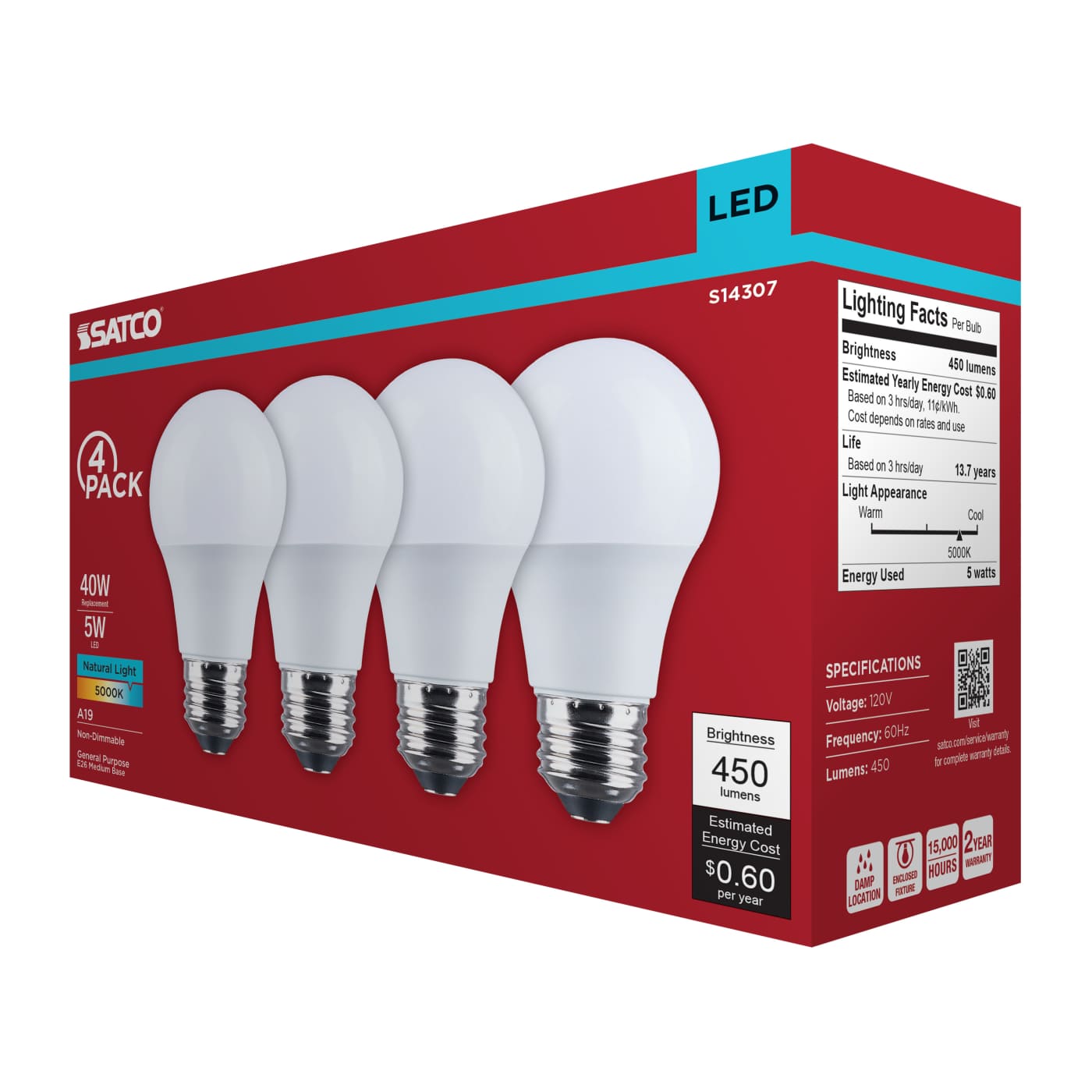 5A19L/850/E26/P/ND/4PK - S14307