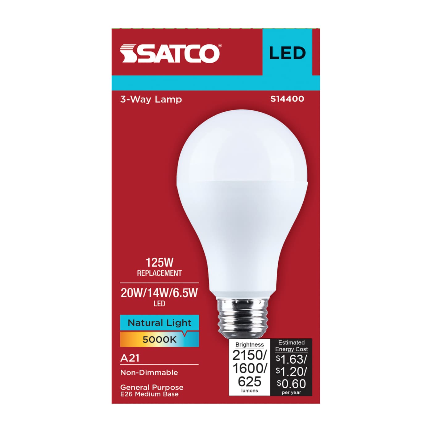 20A21/850/E26D/P/ND/3WAY/1PK - S14400