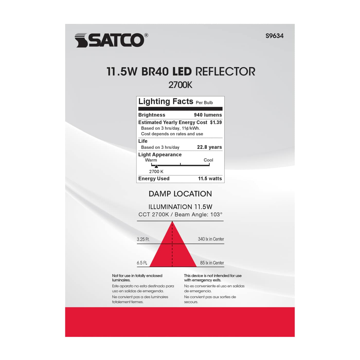 11.5BR40/LED/2700K/940L/120V - S9634