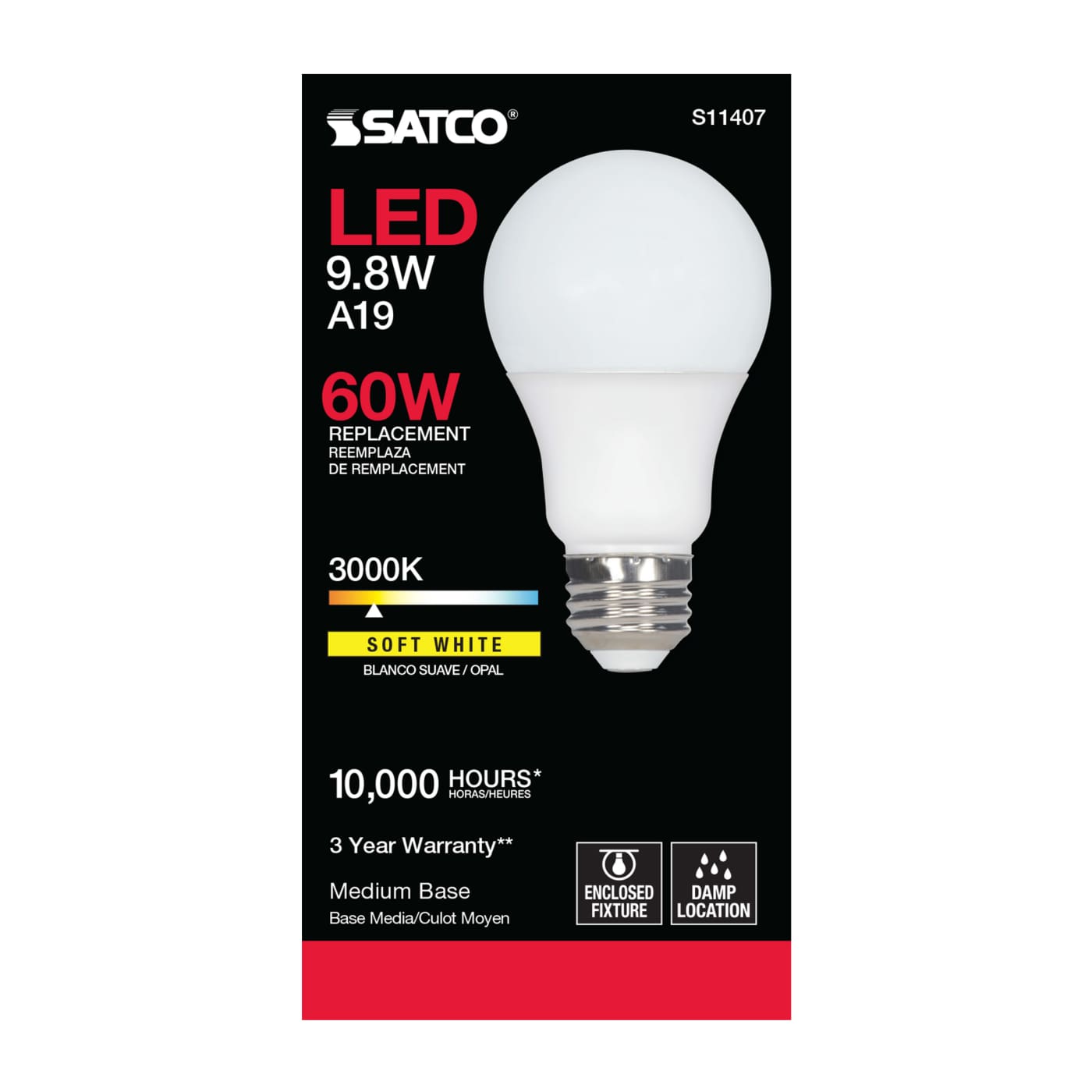 9.8A19/LED/30K/120V/ECO/ND - S11407