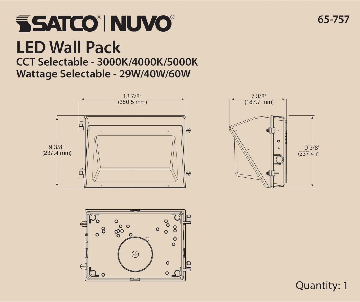 LED WALL PACK CCT & WATT ADJ - 65-757