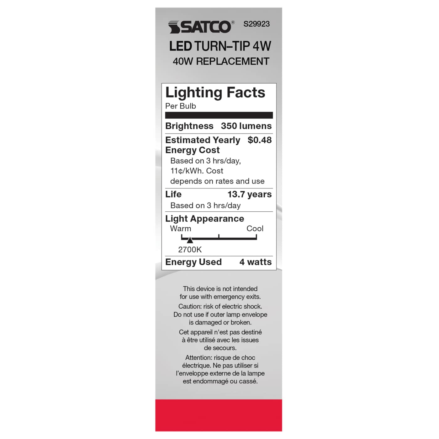 4W CFC/LED/27K/CL/120V - S29923