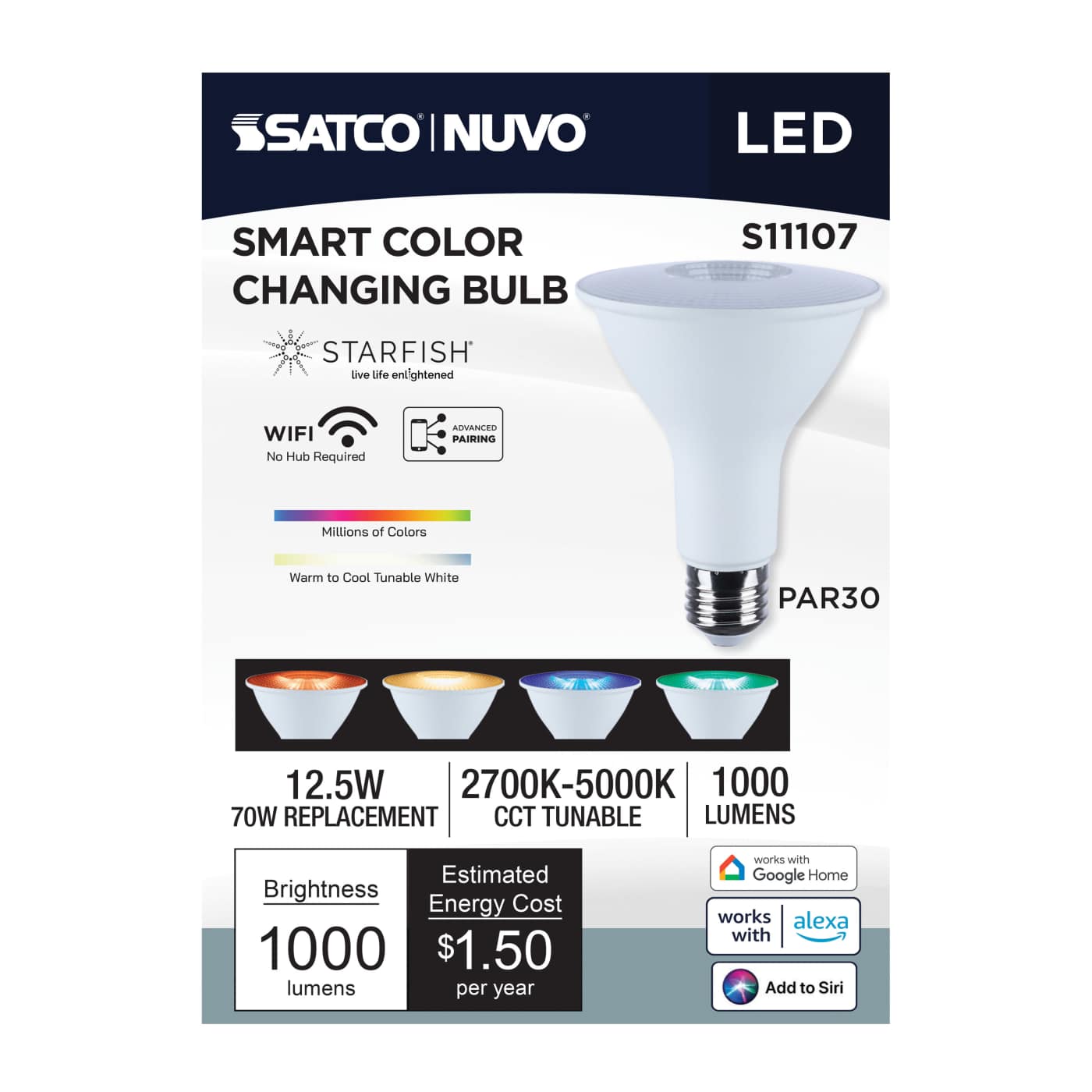 PAR30/12.5W/LED/RGBTW/SF - S11107