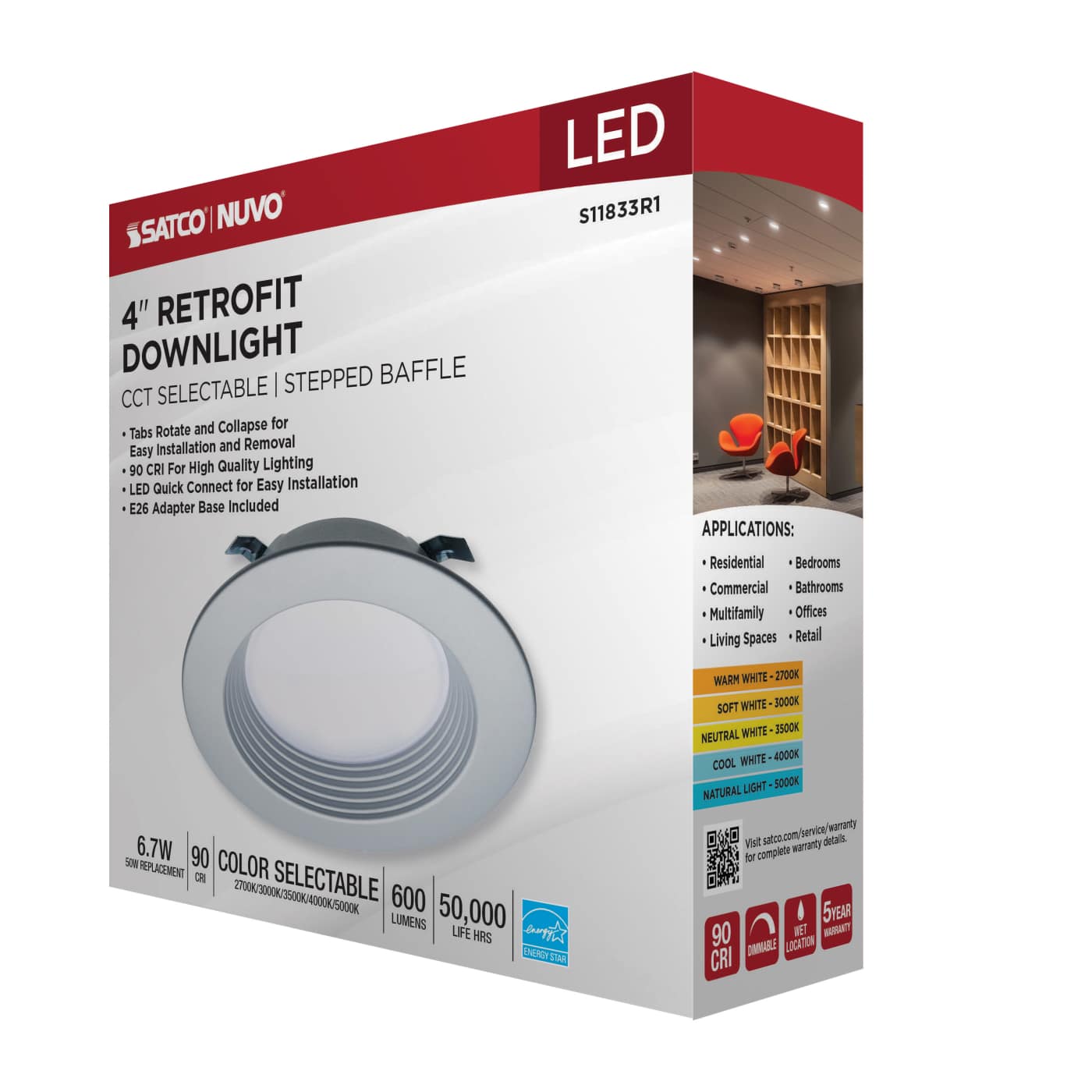 6.7WLED/DLR/4/CCT-SEL/RD/BN - S11833R1