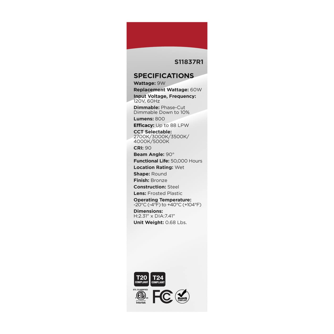 9WLED/DLR/5-6/CCT-SEL/RD/BZ - S11837R1