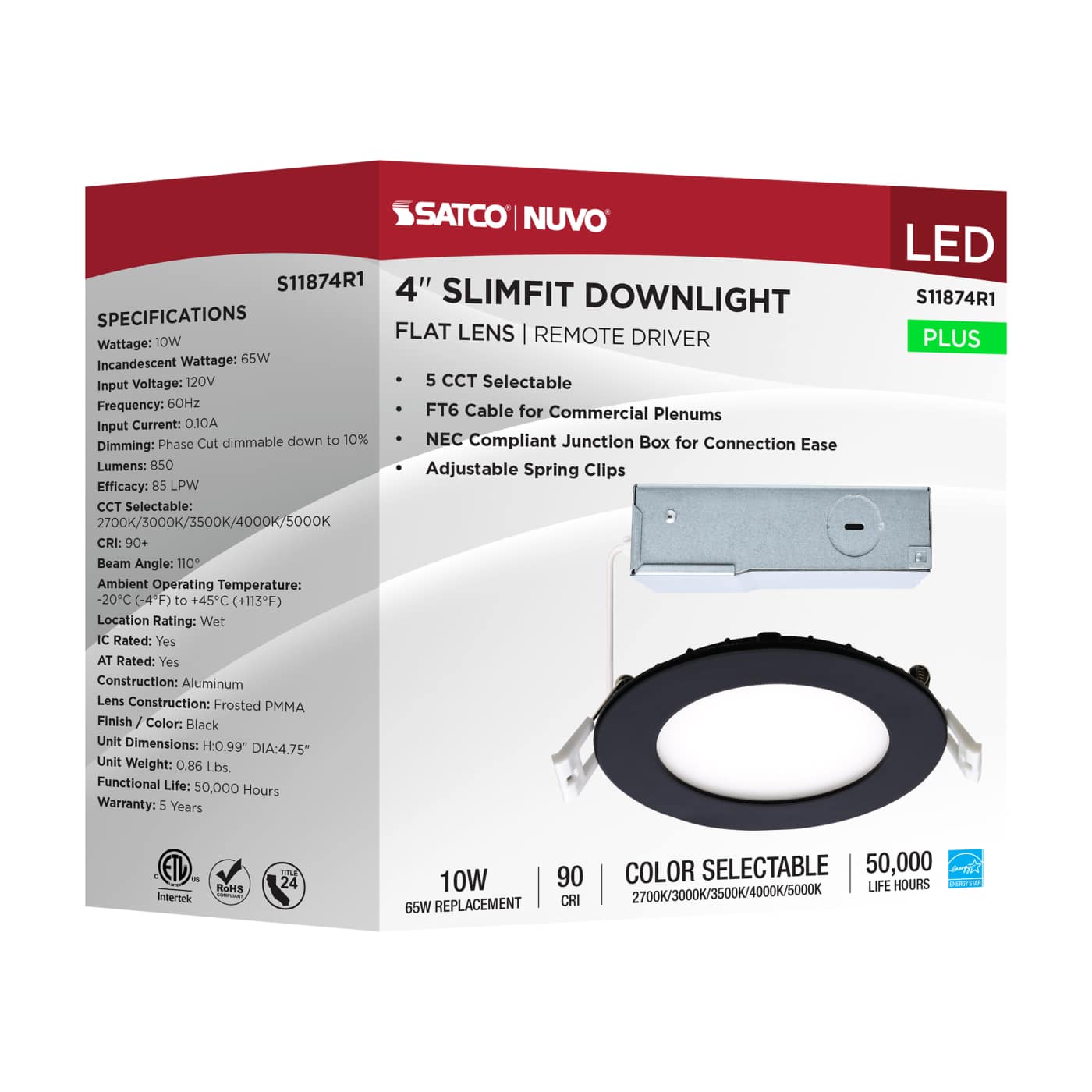 10WLED/DW/4/CCT-SEL/RND/RD/BK - S11874R1