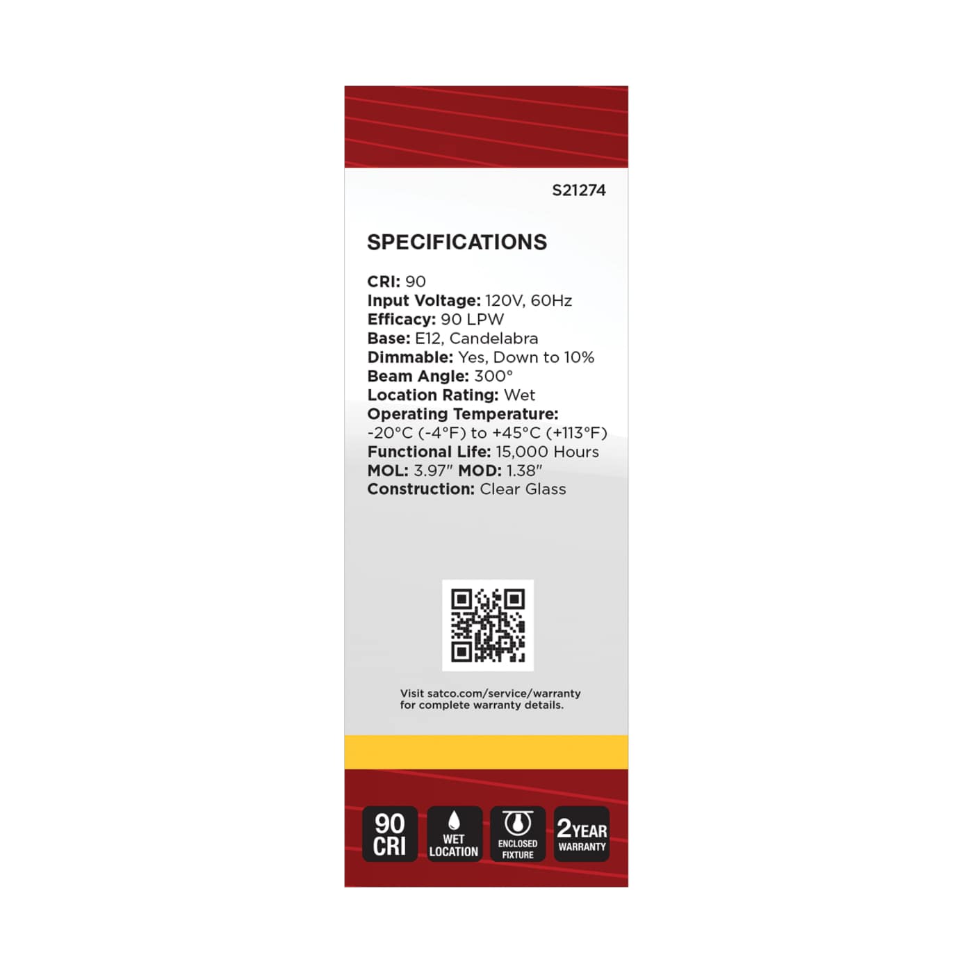 5.5B11/LED/930/CL/120V/E12 - S21274