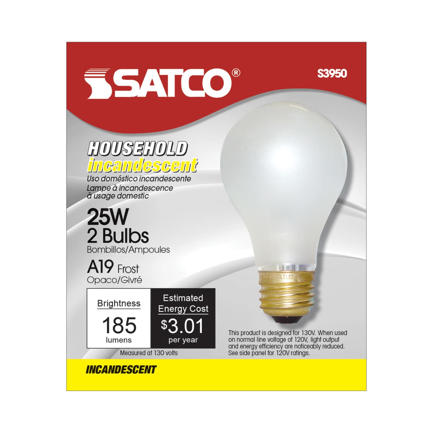 25W A-19 FROSTED 130V - S3950
