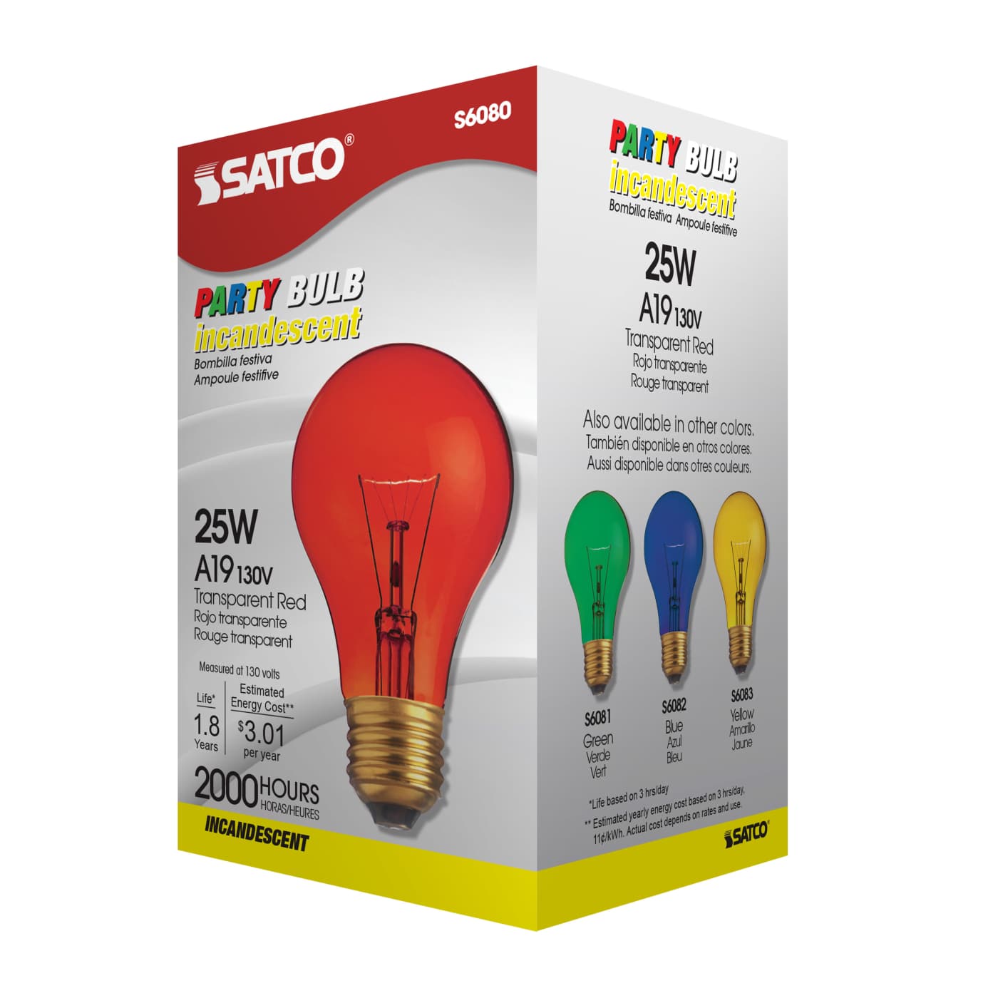 25W A19 TRANS. RED 130V - S6080