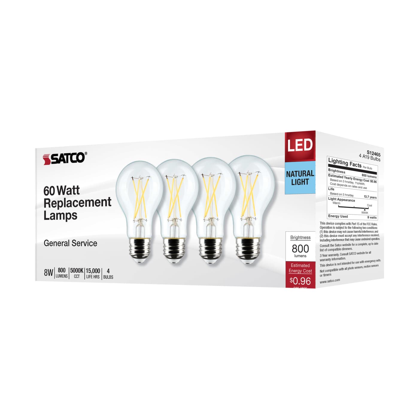 8A19/CL/LED/E26/950/4PK/120V - S12465