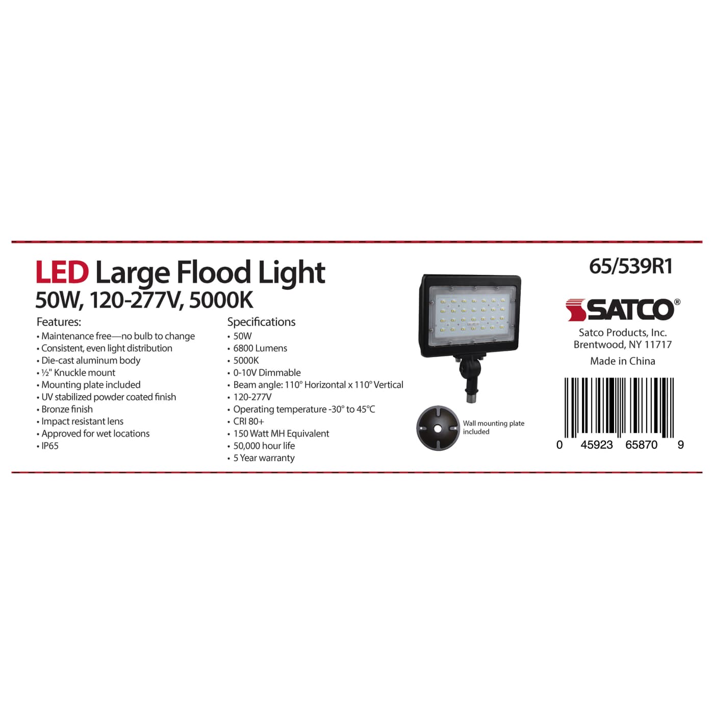 LED LARGE FLOOD 50W 5000K DIM - 65-539R1