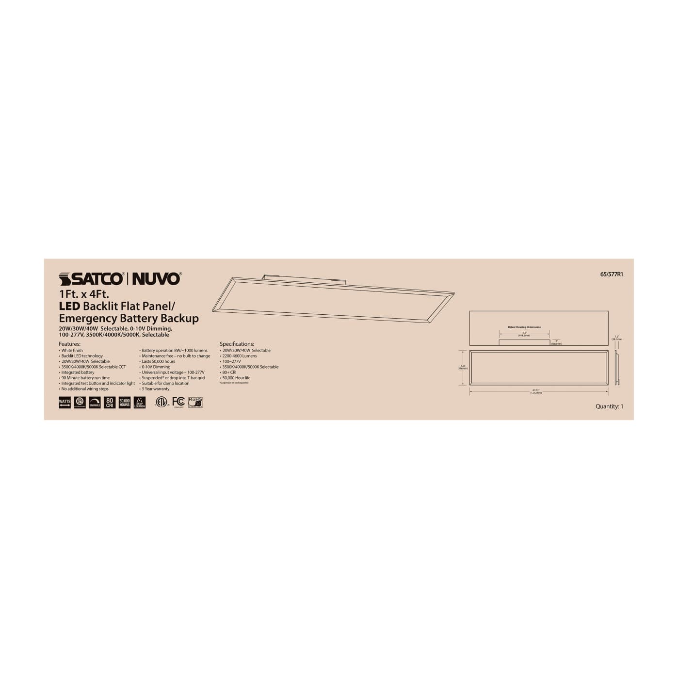 1X4 LED EM BACKLIT FLAT PANEL - 65-577R1