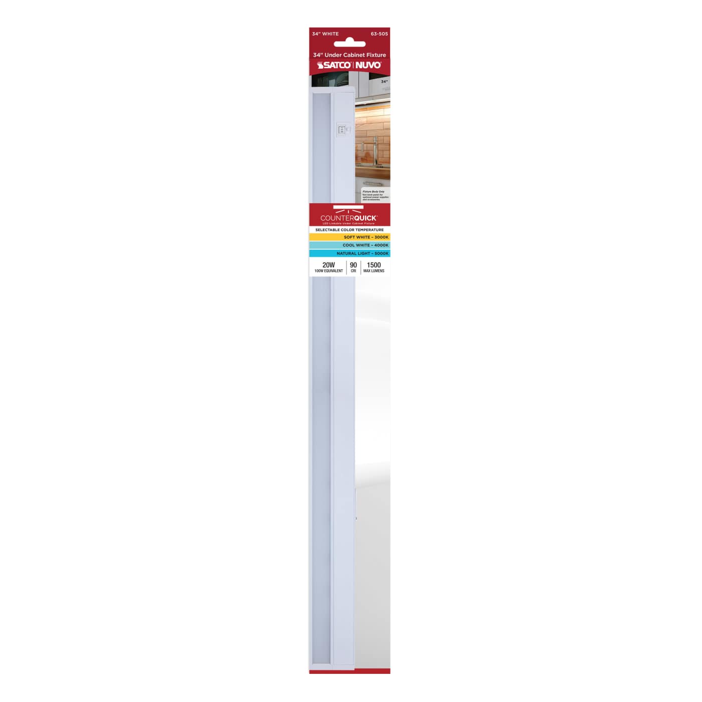 UNDER CAB LED 3CCT 34" - WH - 63-505