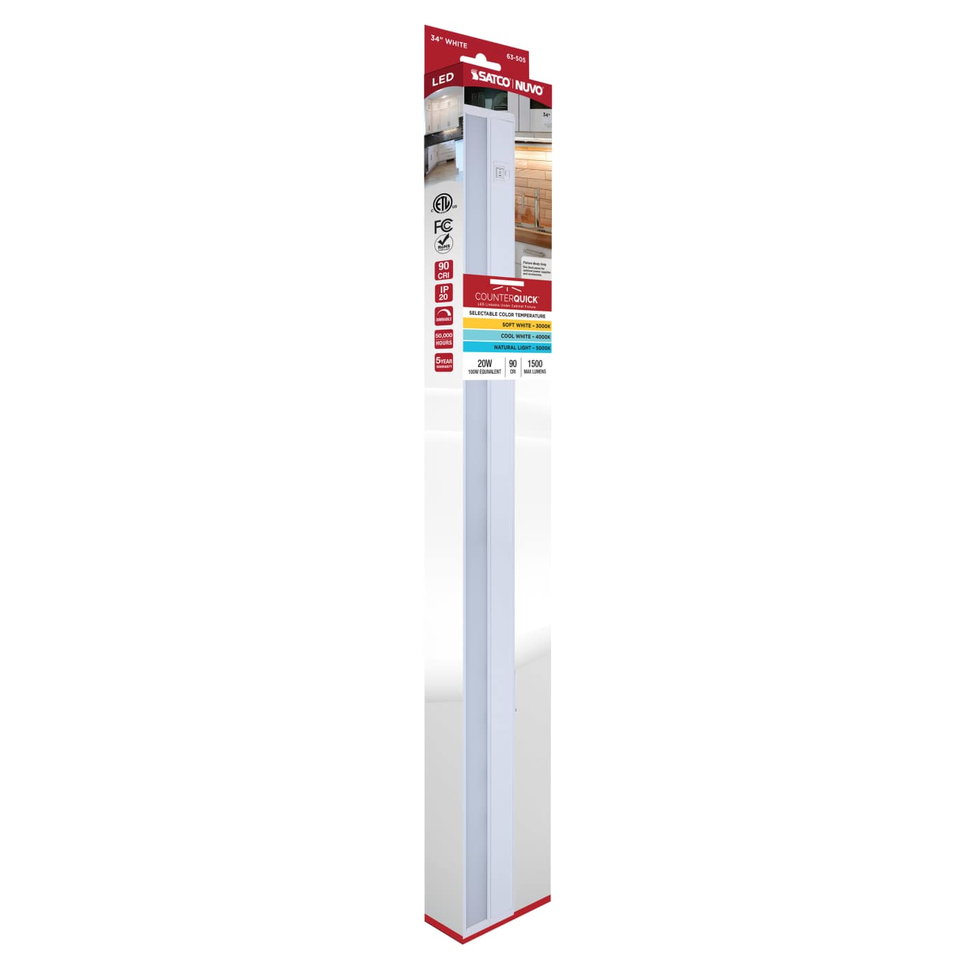UNDER CAB LED 3CCT 34" - WH - 63-505