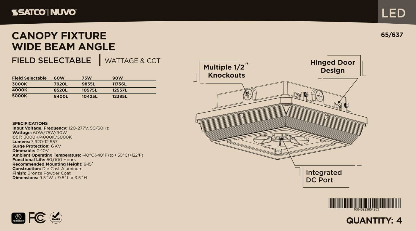 LED WIDE BEAM ANGLE CANOPY - 65-637