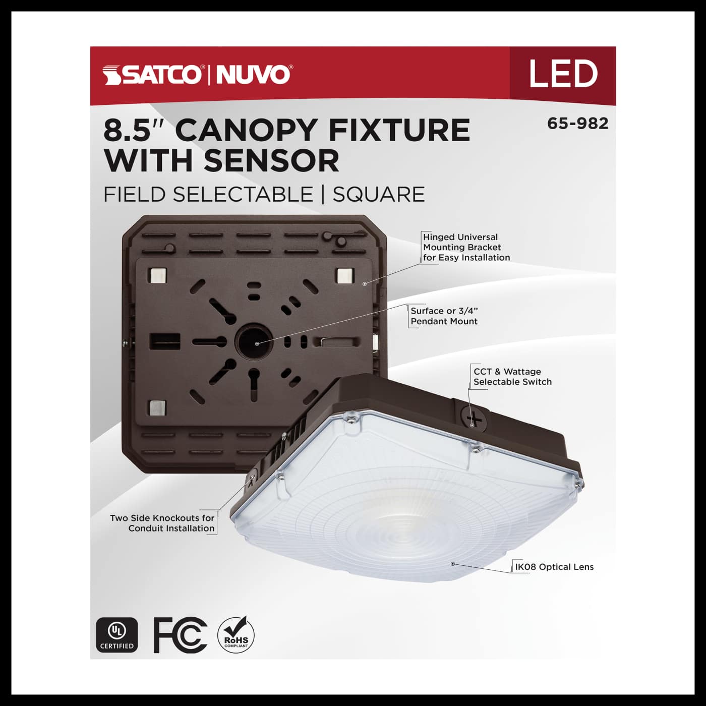 8.5" LED CANOPY W/SENSOR - 65-982
