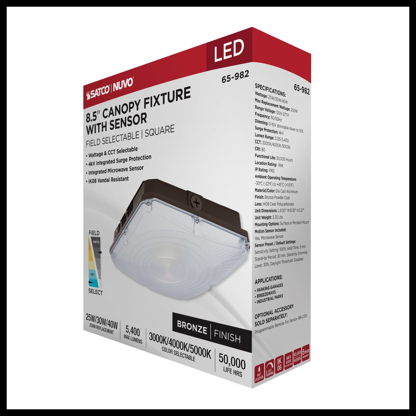 8.5" LED CANOPY W/SENSOR - 65-982