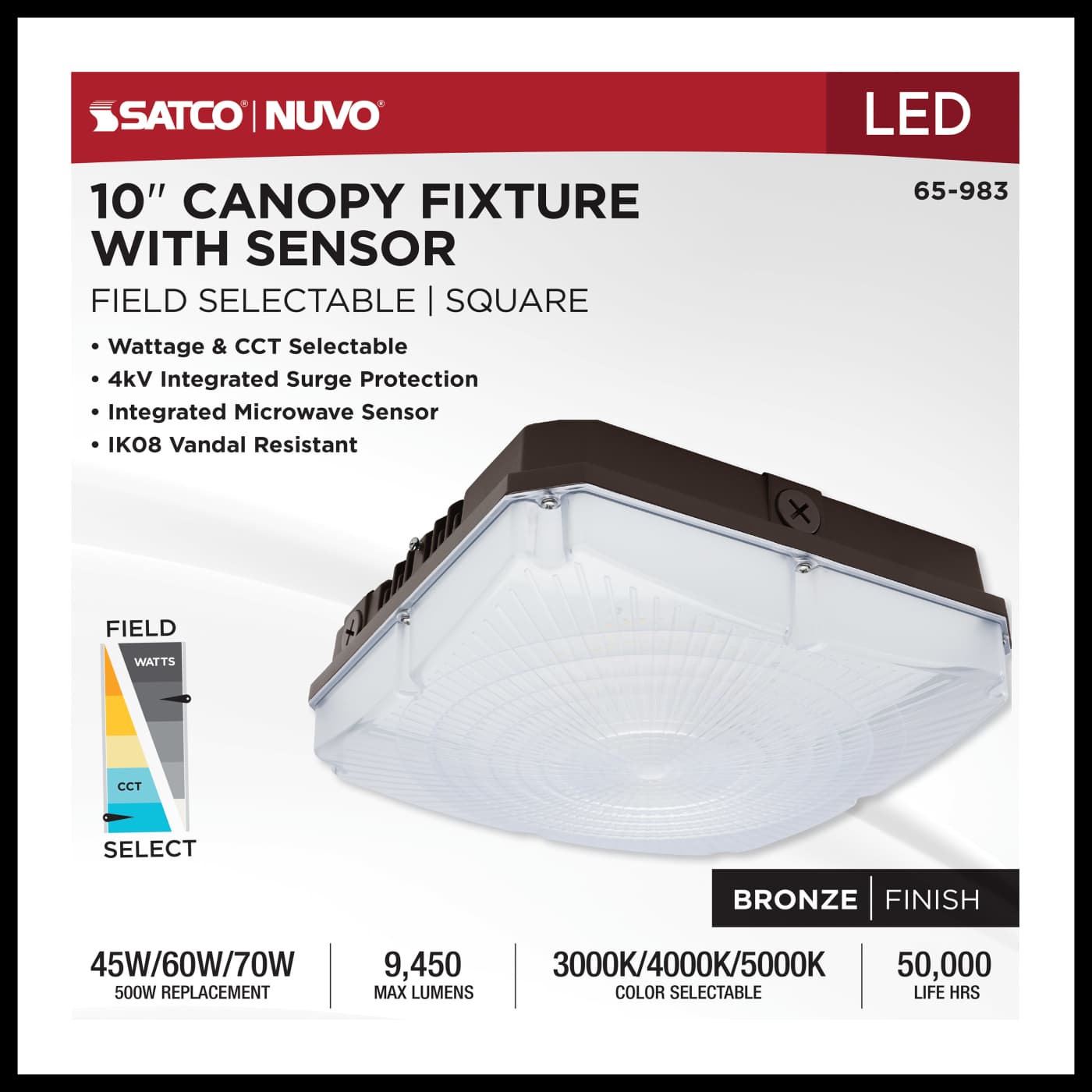 10" LED CANOPY W/SENSOR - 65-983