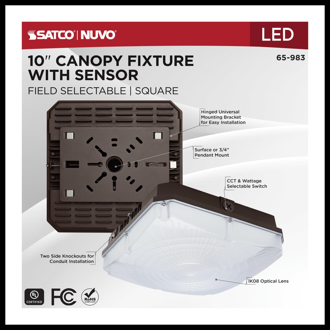 10" LED CANOPY W/SENSOR - 65-983