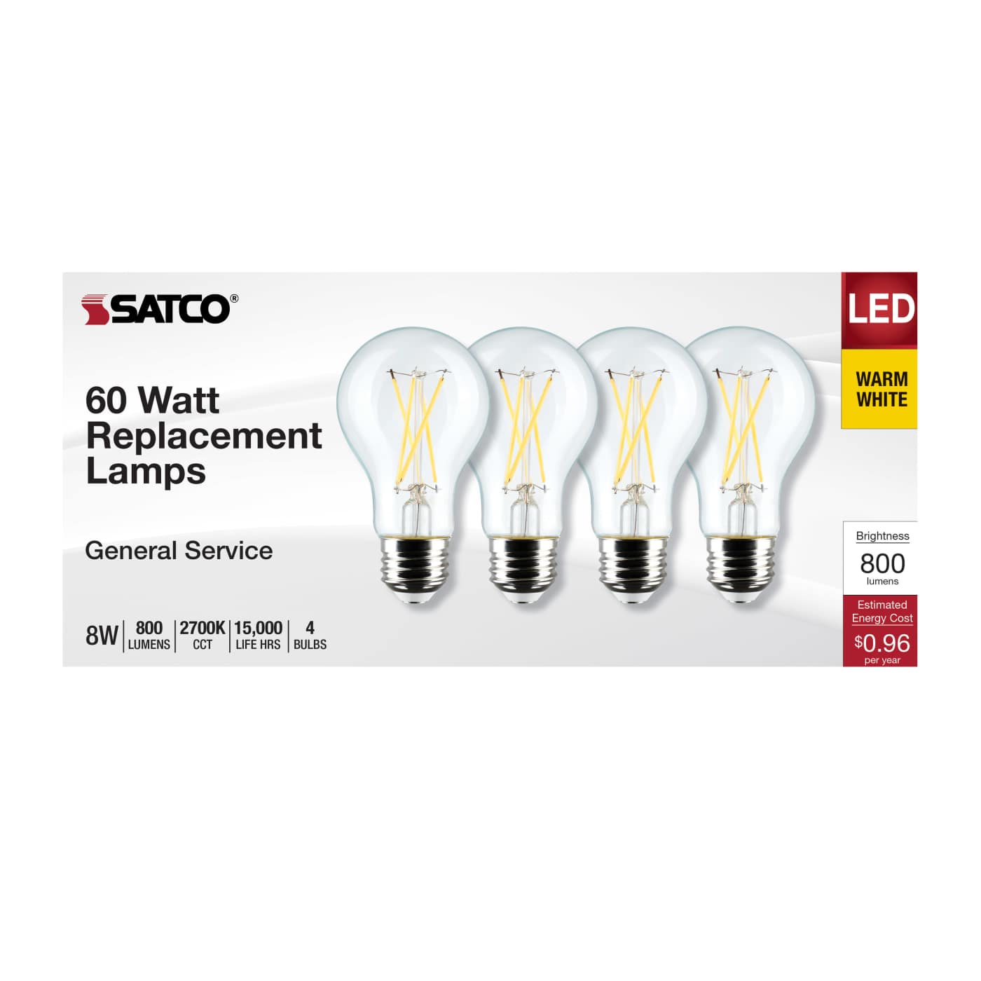 8A19/CL/4PK/E26/927/LED/120V - S12462