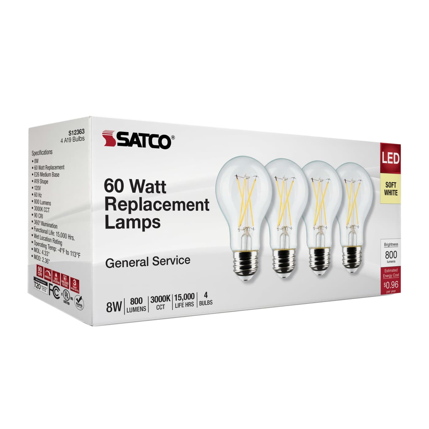 8A19/CL/LED/E26/930/4PK/120V - S12463