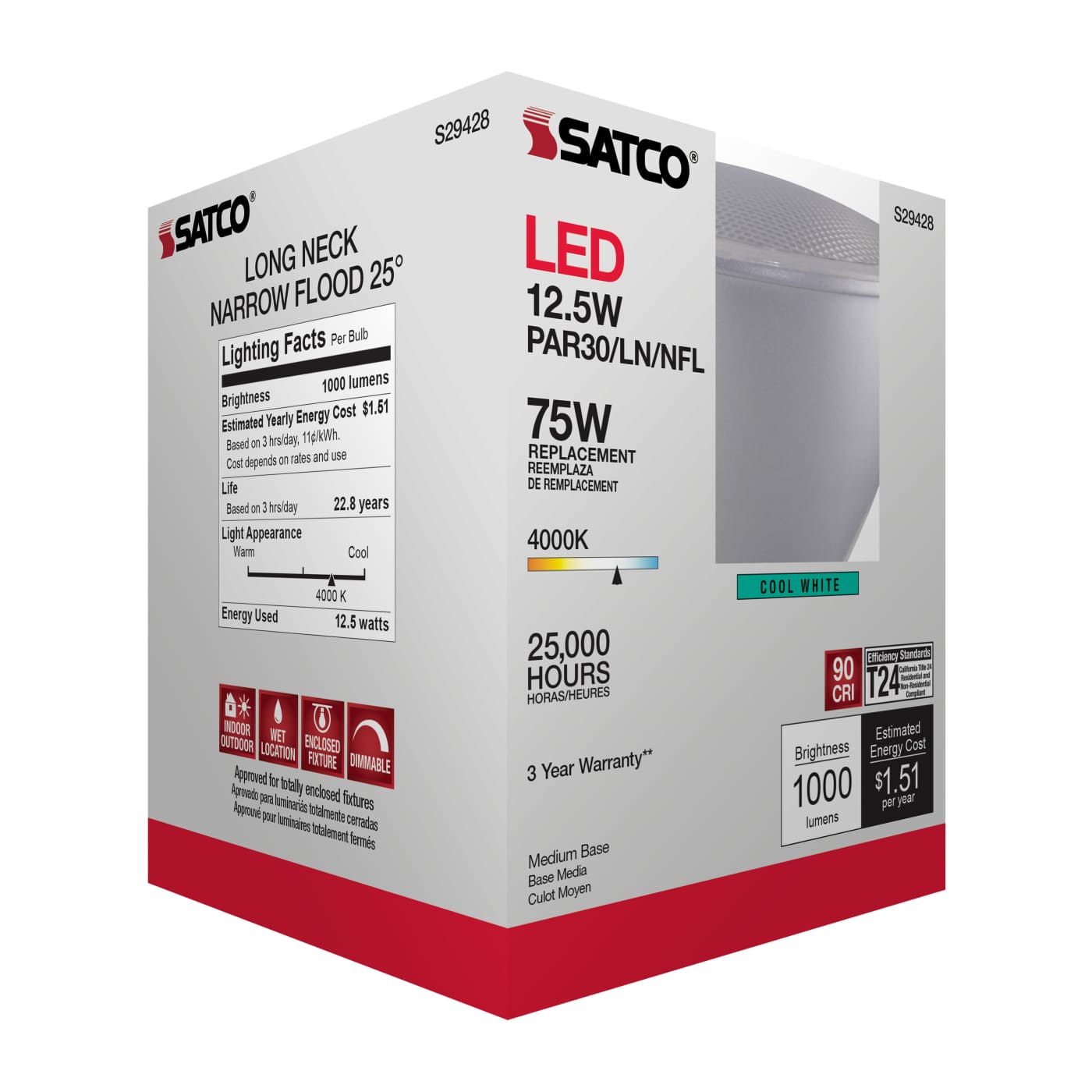 12.5PAR30/LN/LED/25'/940/120V - S29428