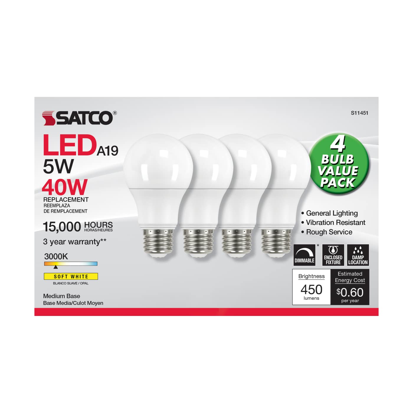 5A19/LED/830/120V/D/4PK - S11451