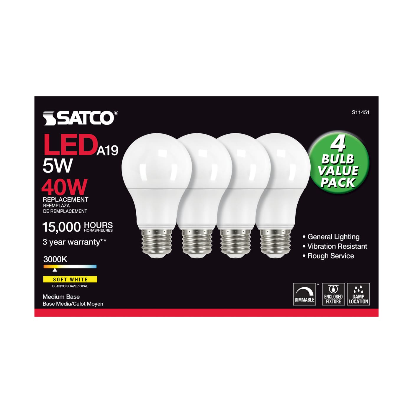 5A19/LED/830/120V/D/4PK - S11451