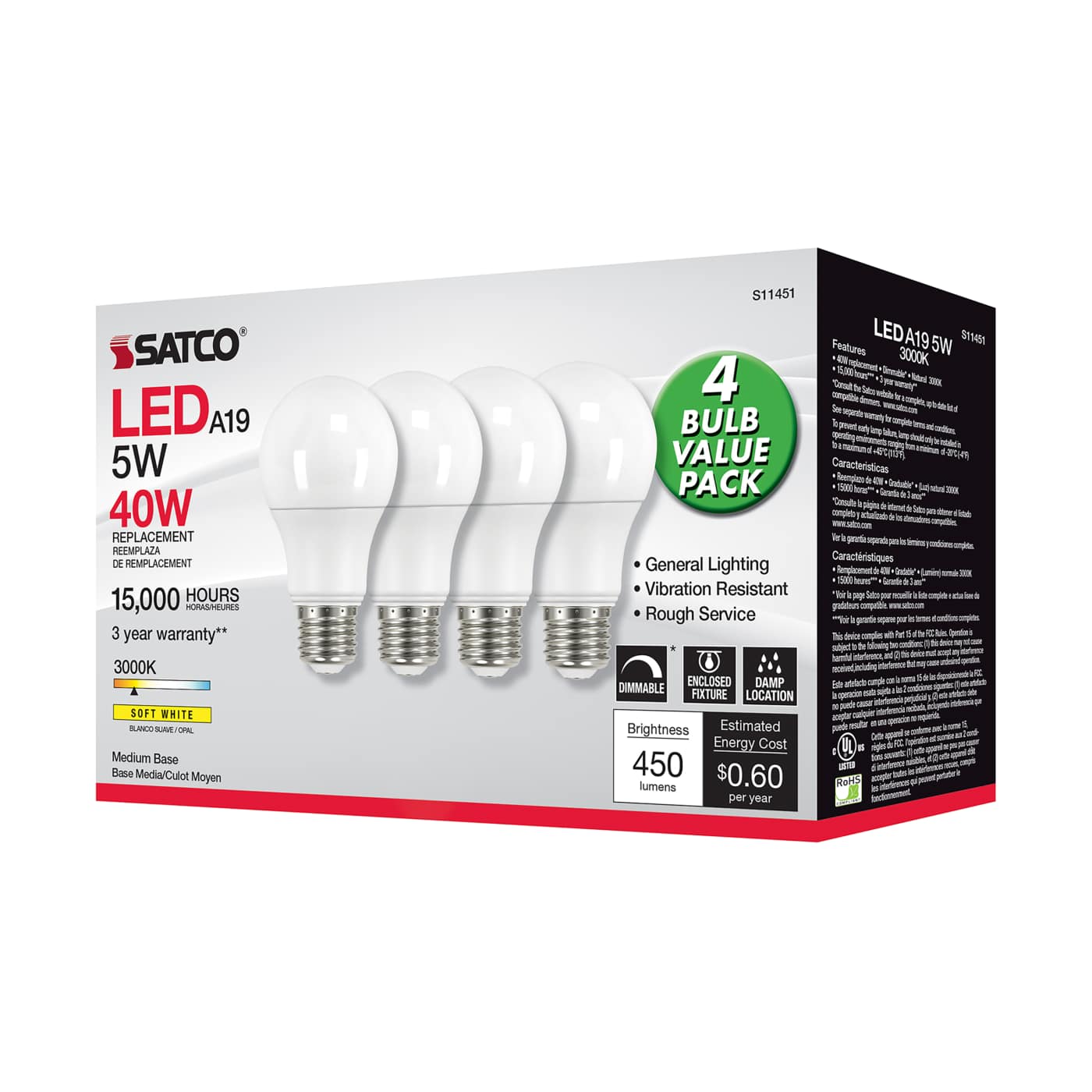 5A19/LED/830/120V/D/4PK - S11451