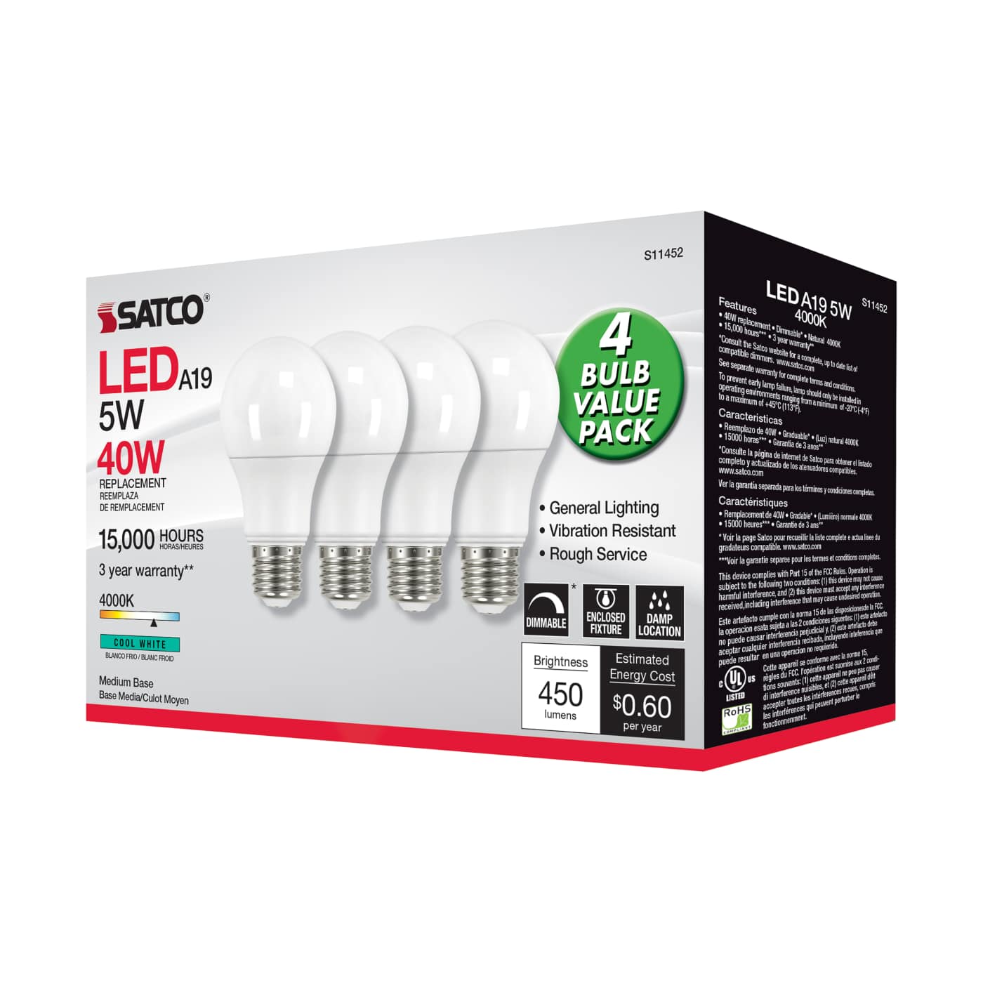 5A19/LED/840/120V/D/4PK - S11452