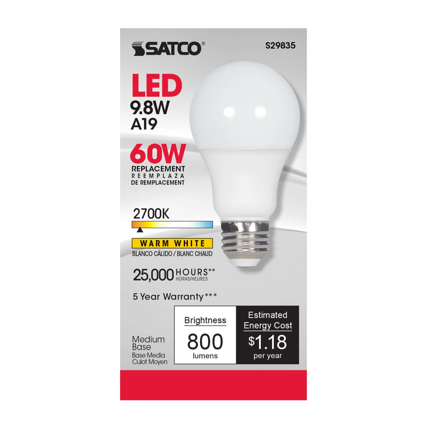 9.8A19/OMNI/220/LED/27K - S29835